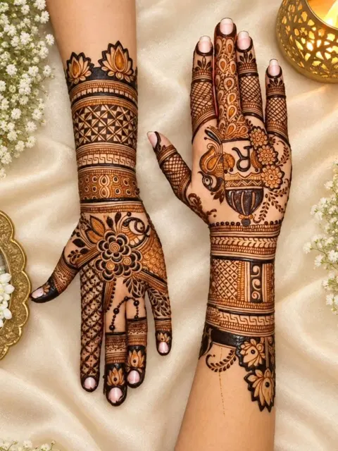 figure full hand mehndi design