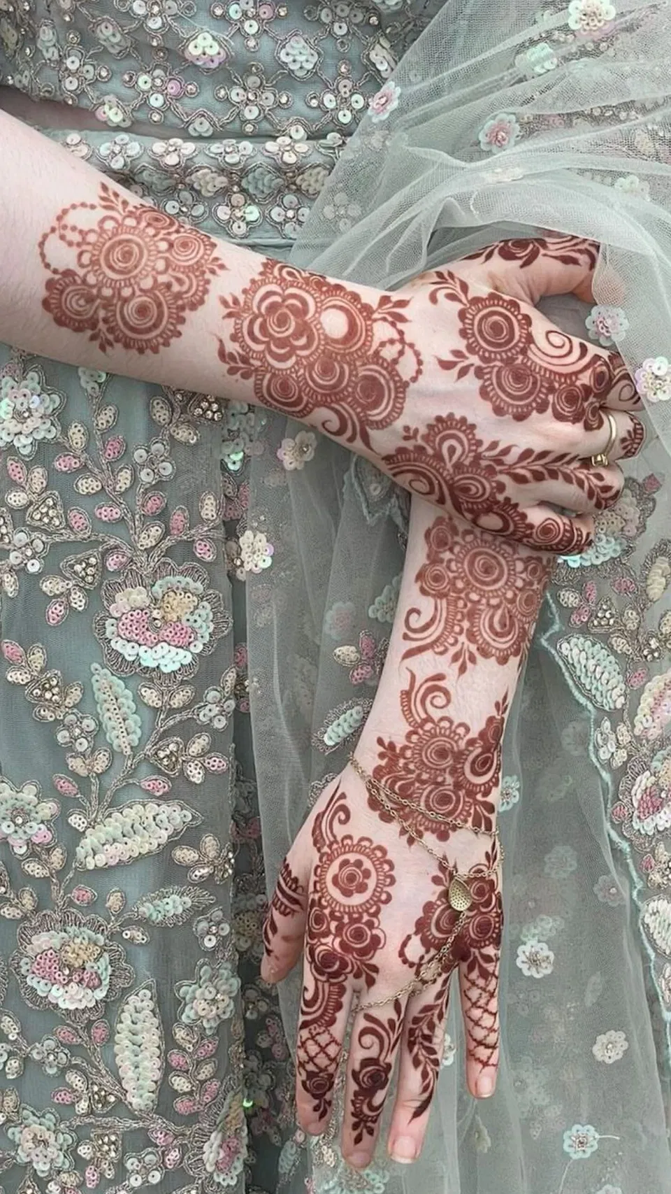 Aesthetic Arabic Arm Mehndi Design with Flowers for Eid
