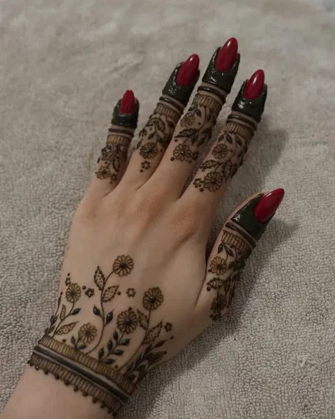 aesthetic simple circle back hand mehndi design