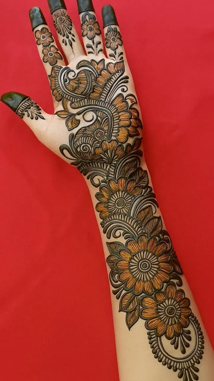 Arabic Stylish Front Hand Mehndi Design with Flowers