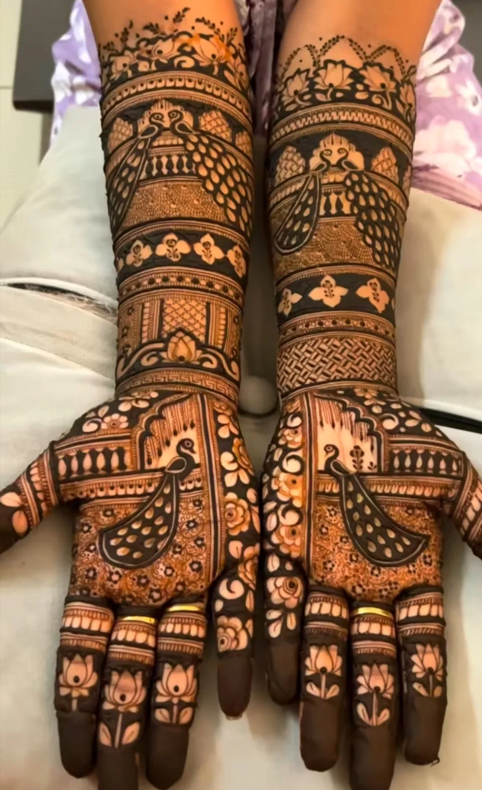 Bridal Full Hand Mehndi Design with Figures and Peacock (2)