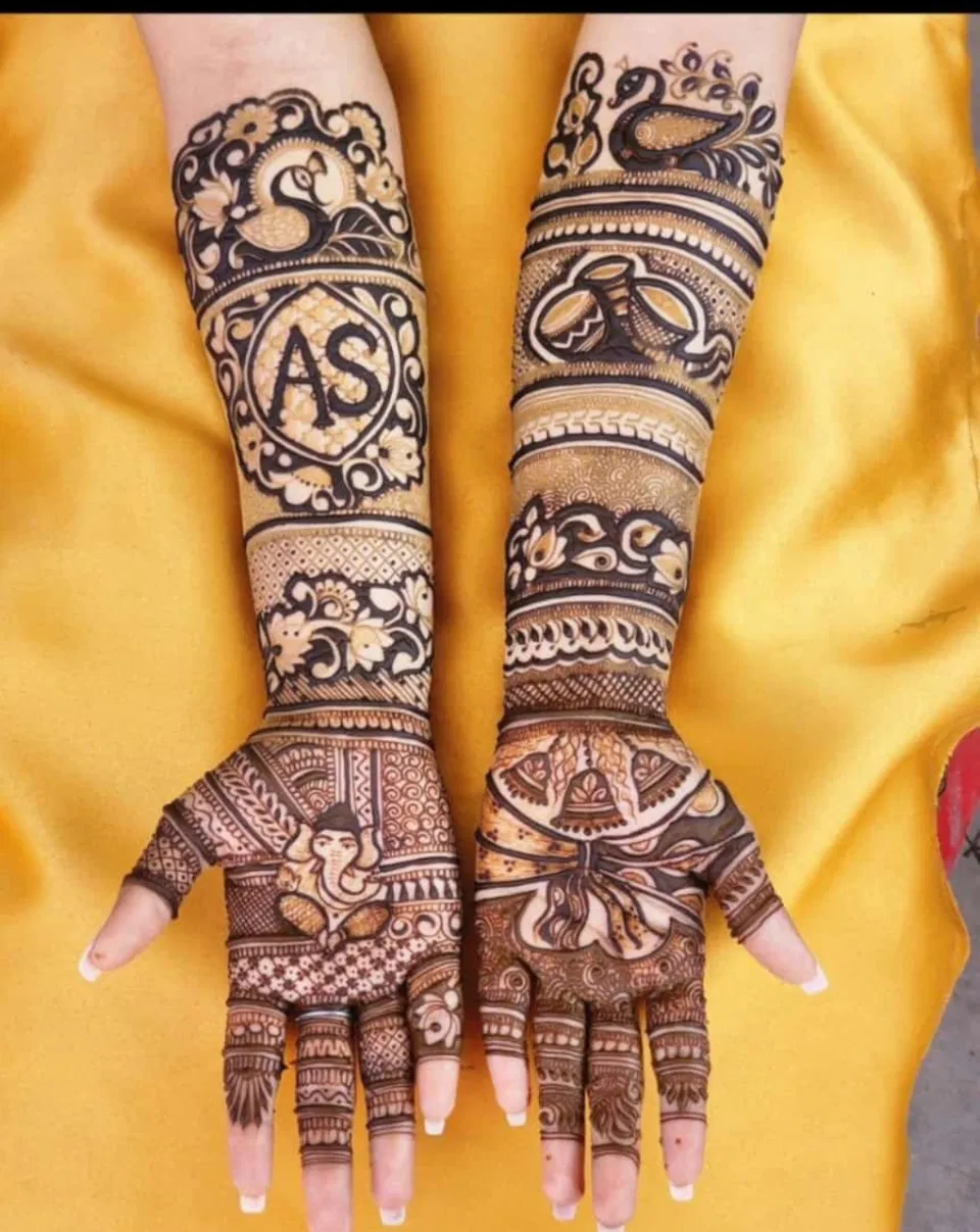 Bridal Full Hand Mehndi Design with Figures (2)