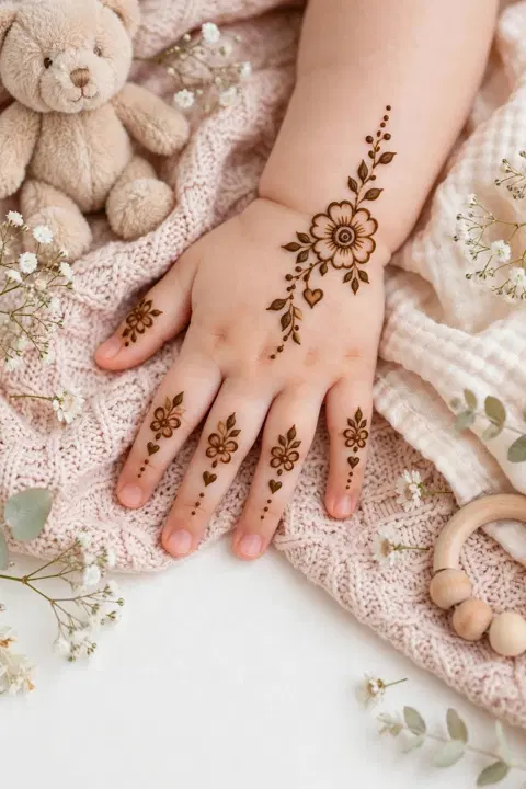 minimal simple flower back hand mehndi design