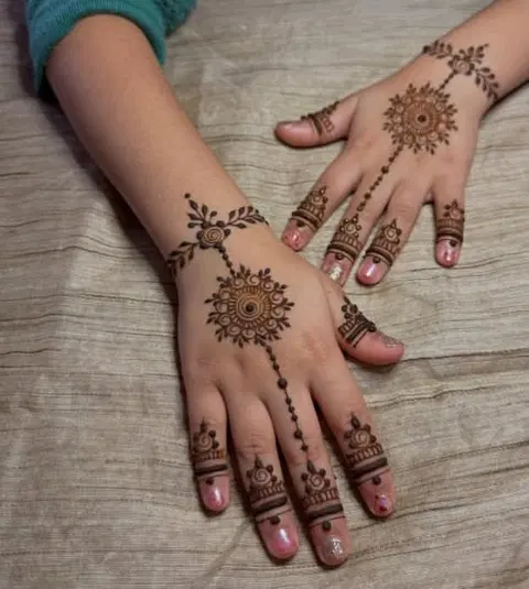 simple circle back hand mehndi design