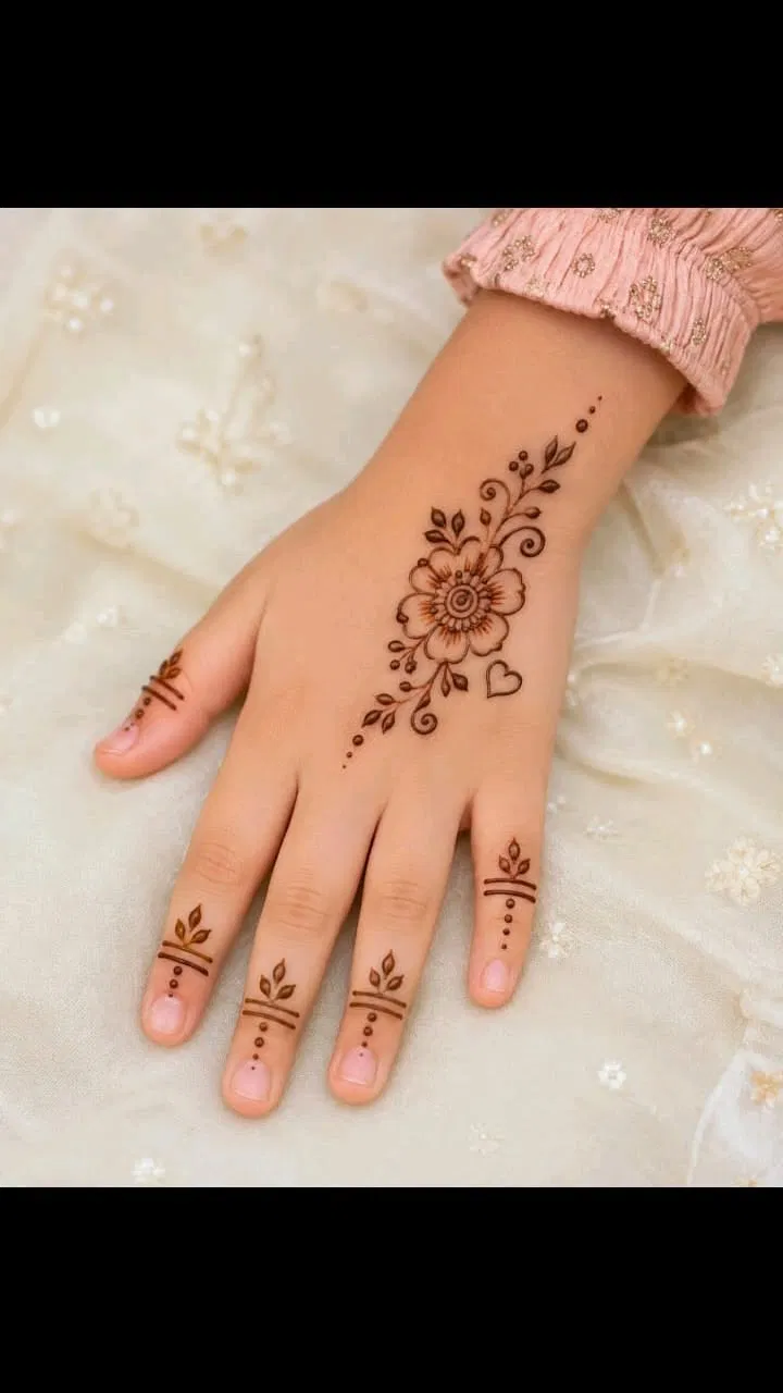 Arabic Minimal Finger Mehndi Design for Diwali
