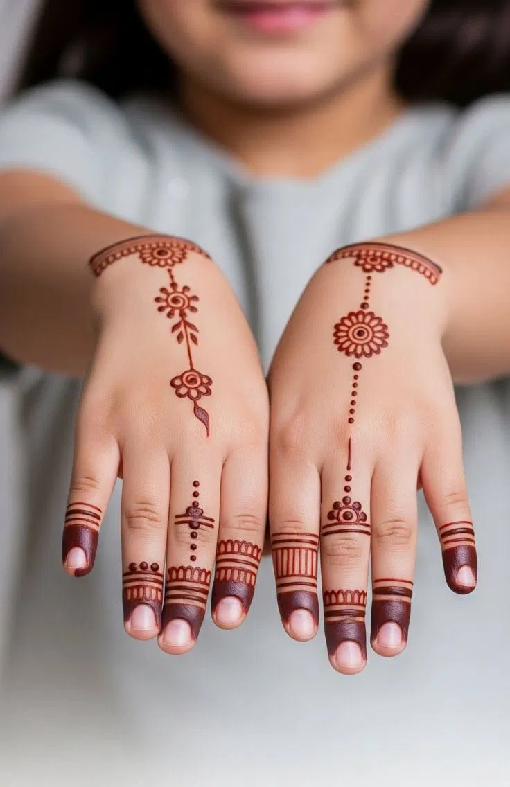 Simple Back Hand Mehndi Design with Jaal
