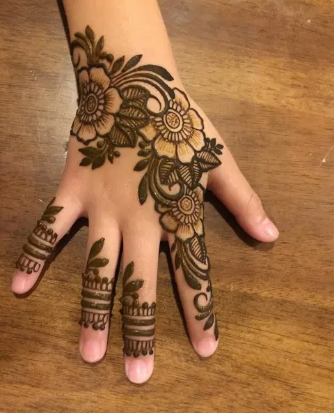 arabic simple flower back hand mehndi design