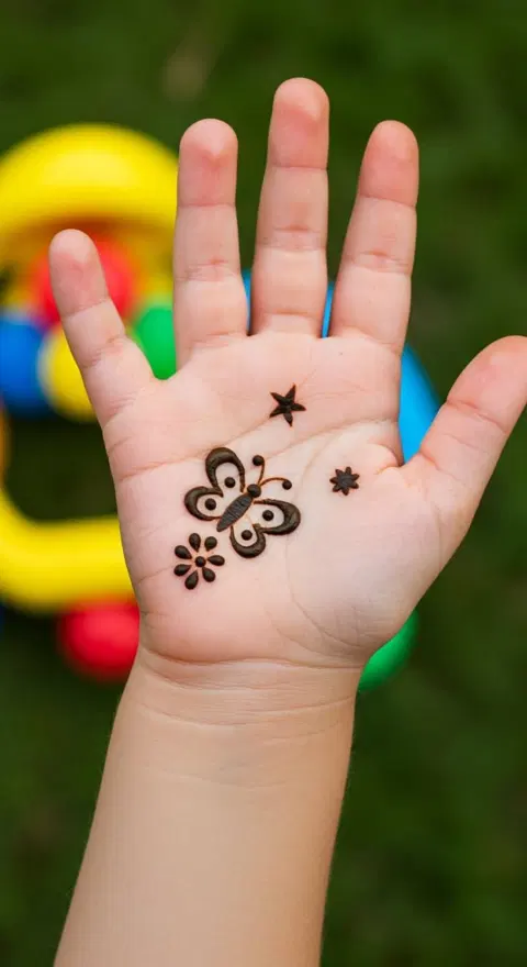 minimal simple butterfly back hand mehndi design
