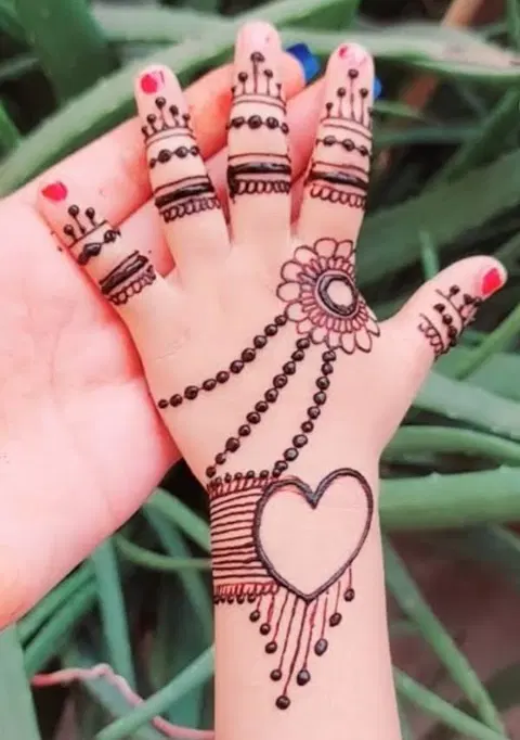 simple heart finger mehndi design