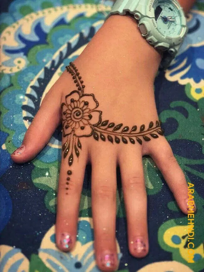 Simple Back Hand Mehndi Design for Diwali
