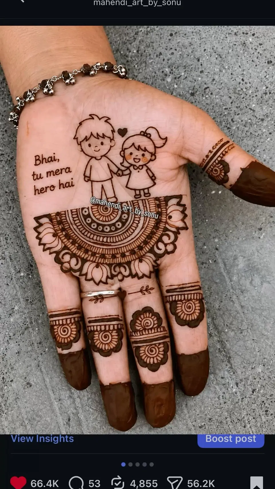 Bridal Simple Back Hand Mehndi Design with Gol Tikki, Deity and Figures for Diwali (2)