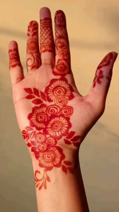 aesthetic arabic flower front hand mehndi design