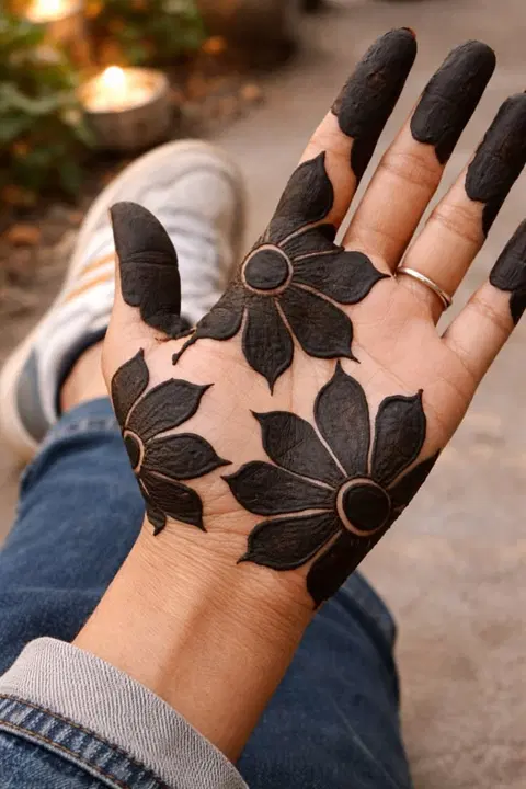 aesthetic arabic flower front hand mehndi design