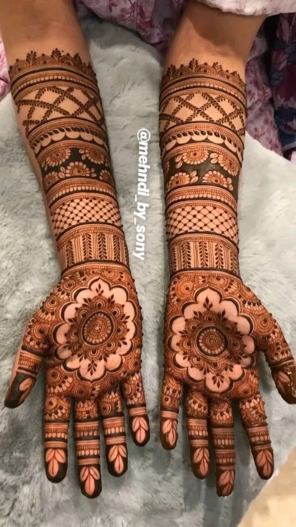Bridal Indian Arm Mehndi Design with Figures (2)