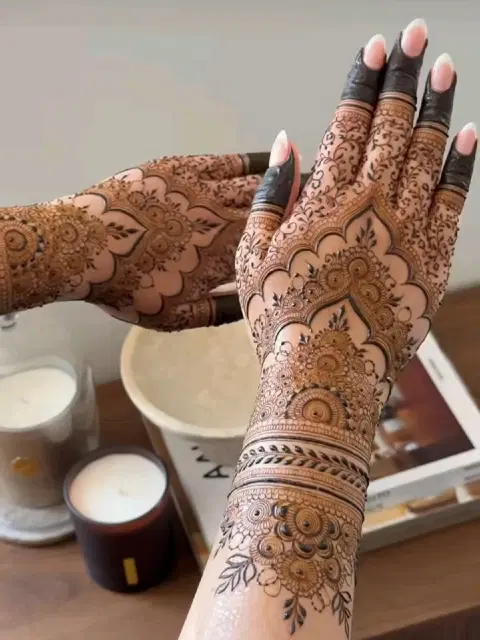 arabic bridal back hand mehndi design