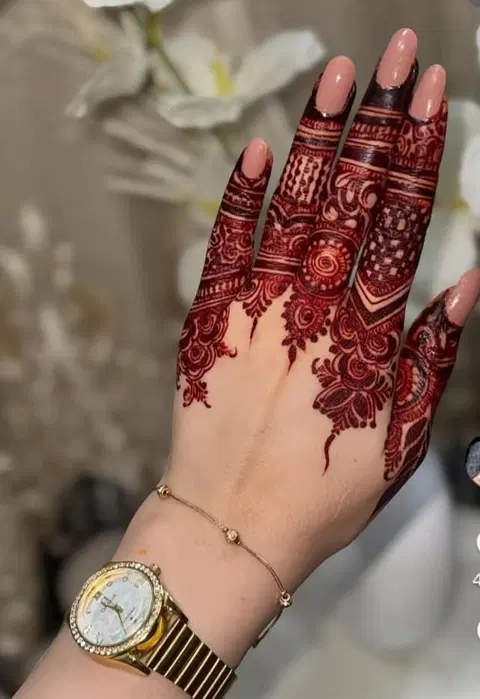 aesthetic arabic back hand mehndi design