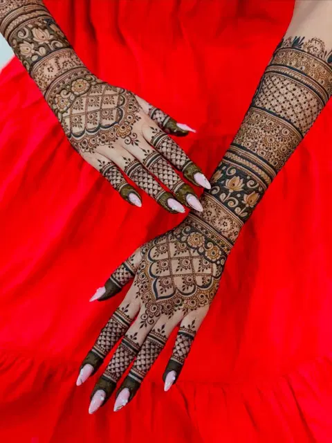 bridal figure back hand mehndi design