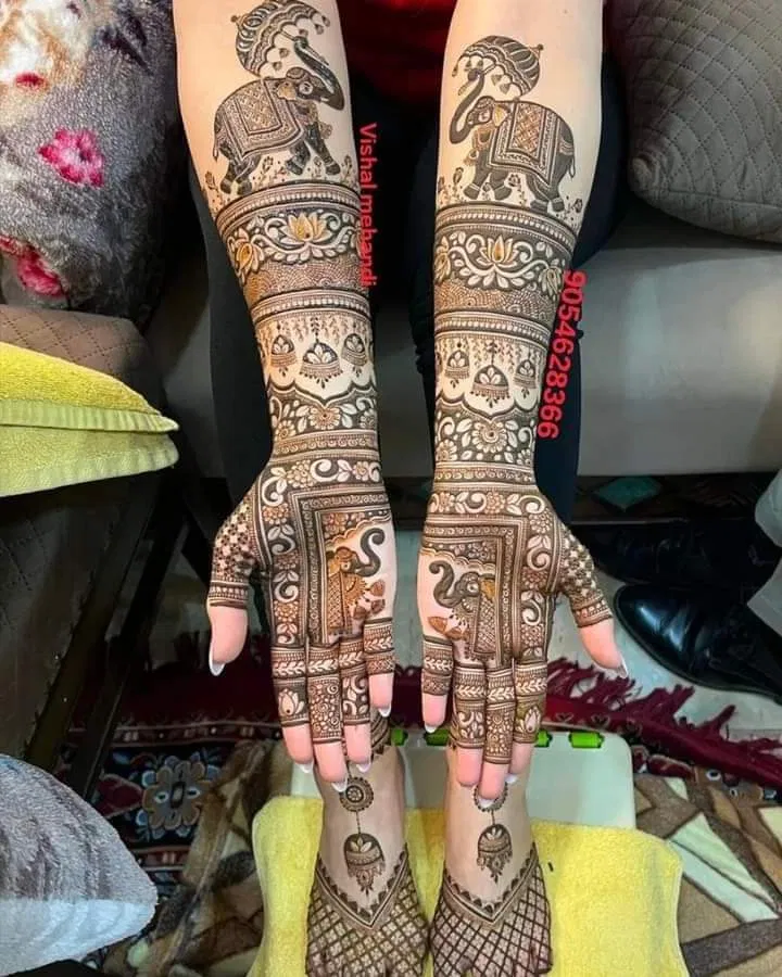 Bridal Indian Front Hand Mehndi Design