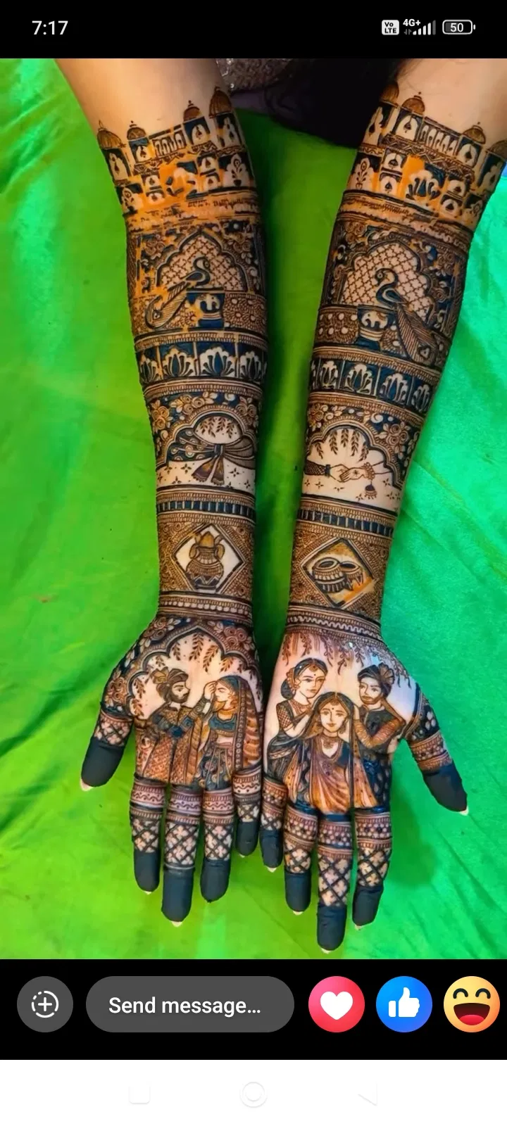 Bridal Royal Front Hand Mehndi Design with Figures (2)