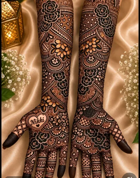 bridal pakistani figure front hand mehndi design