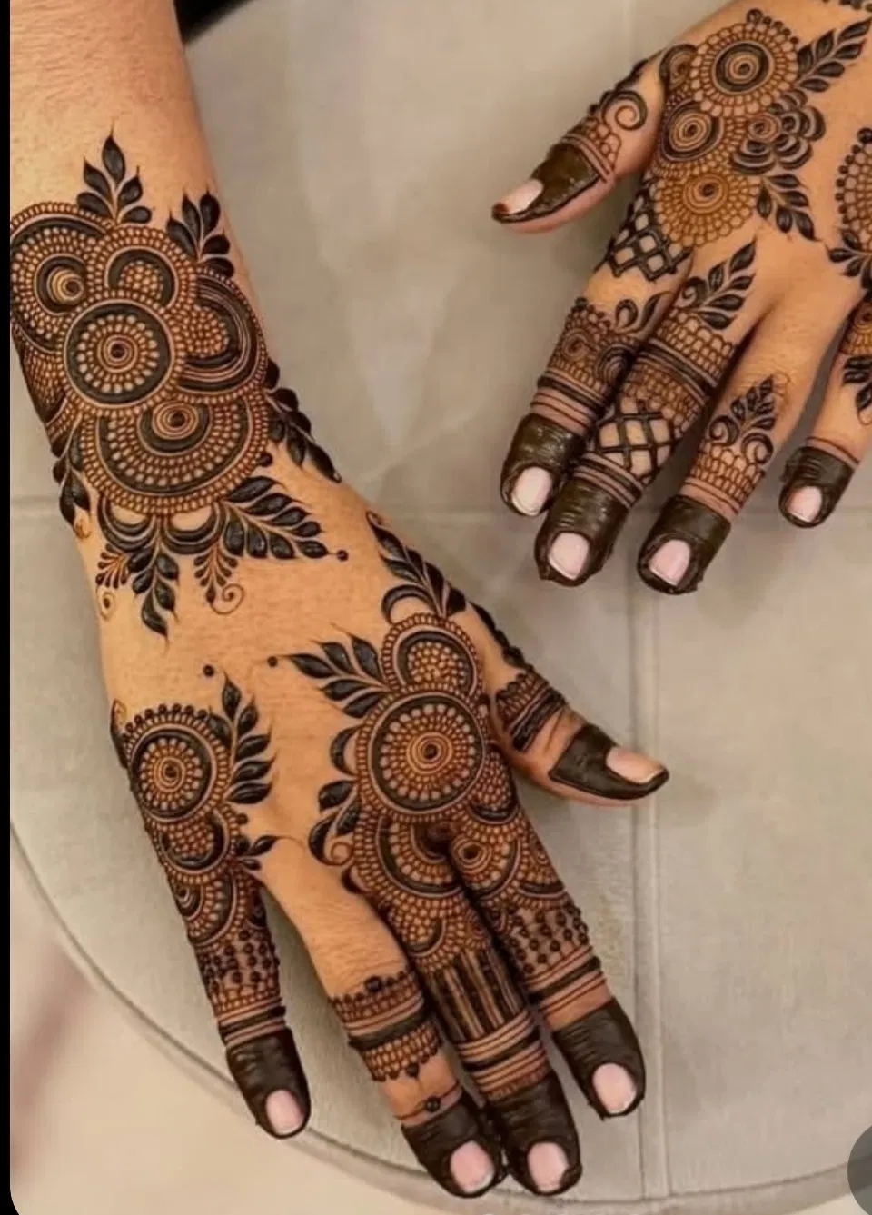 Back Hand Mehndi Design with Gol Tikki and Jaal