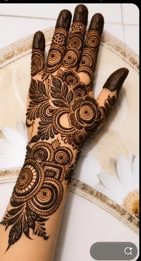 simple circle back hand mehndi design