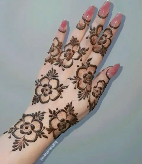 arabic simple flower back hand mehndi design