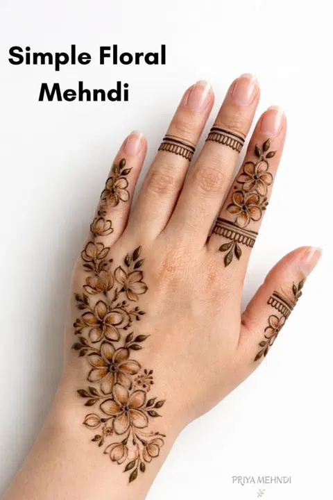 simple stylish flower back hand mehndi design