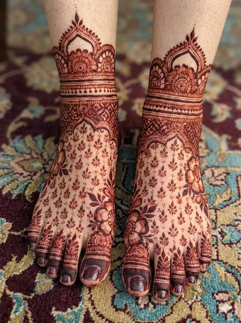 bridal foot mehndi design