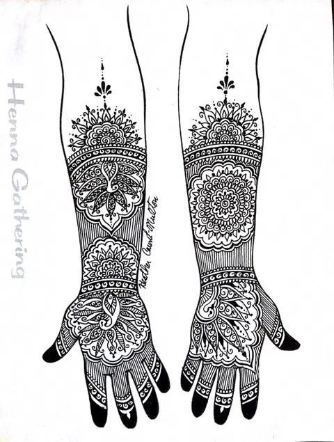 bridal indian circle front hand mehndi design