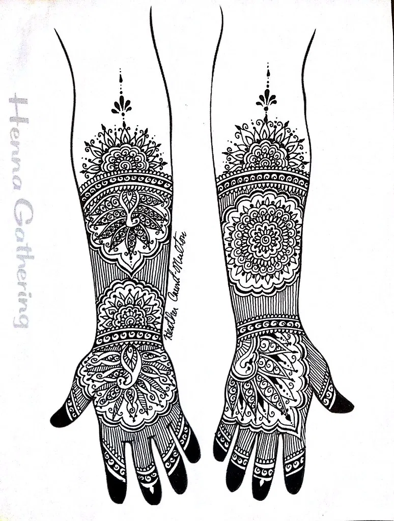 Bridal Indian Front Hand Mehndi Design with Gol Tikki, Figures and Jaal (4)