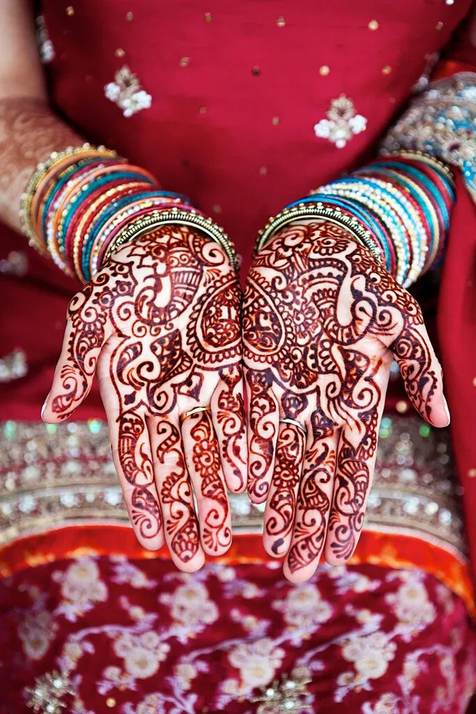 Bridal Indian Front Hand Mehndi Design with Figures, Flowers and Hearts (2)