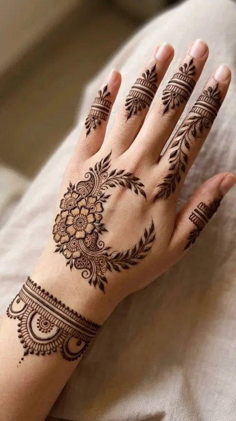 arabic bridal flower back hand mehndi design