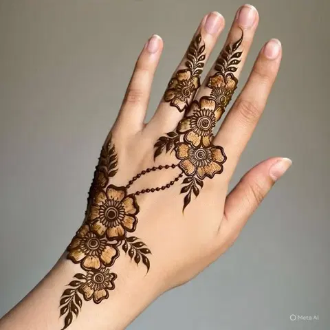 aesthetic arabic flower back hand mehndi design