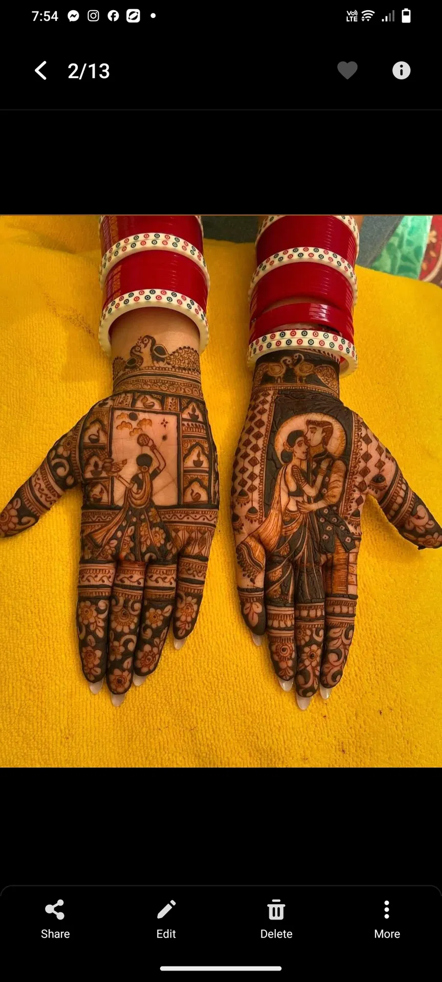 Full Hand Mehndi Design with Figures for Karwa Chauth