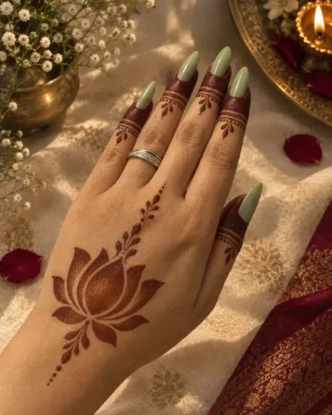 aesthetic minimal circle back hand mehndi design
