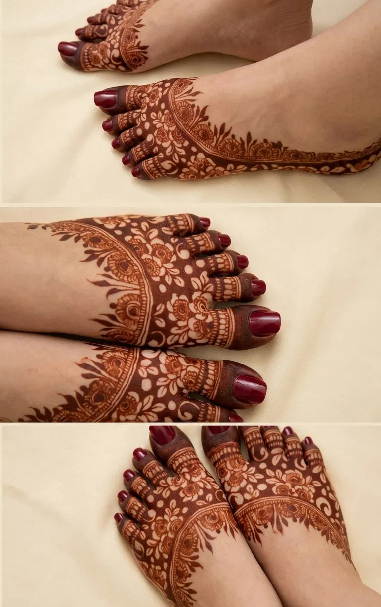 Bridal Indian Foot Mehndi Design with Figures for Eid