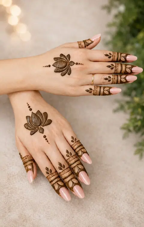 simple stylish flower back hand mehndi design