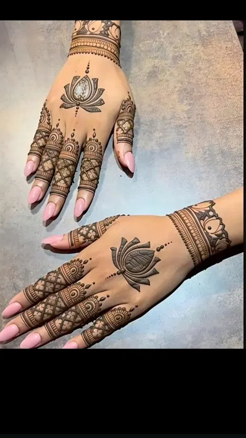 aesthetic indian flower finger mehndi design