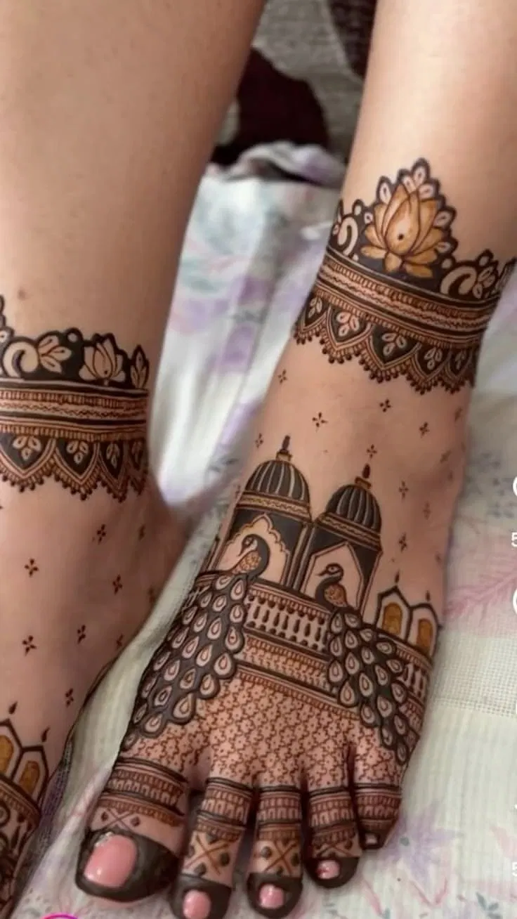 Bridal Royal Back Hand Mehndi Design with Peacock