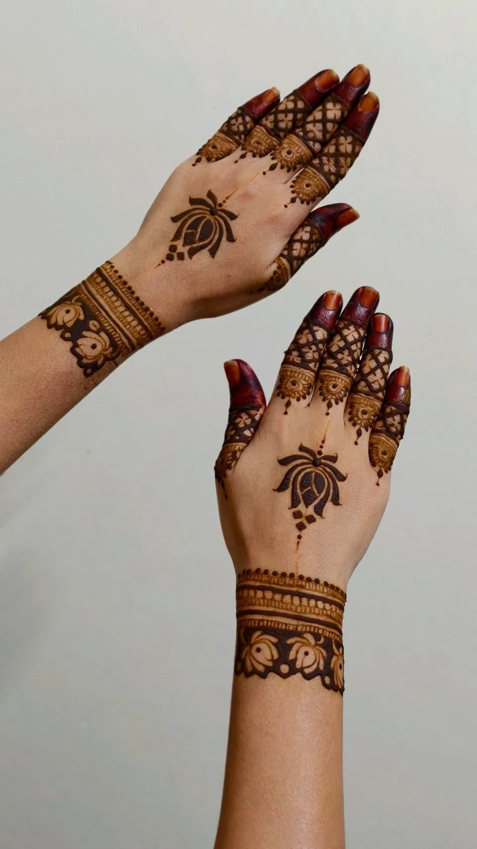 Aesthetic Minimal Back Hand Mehndi Design with Flowers, Jaal and Lotus for Diwali (2)