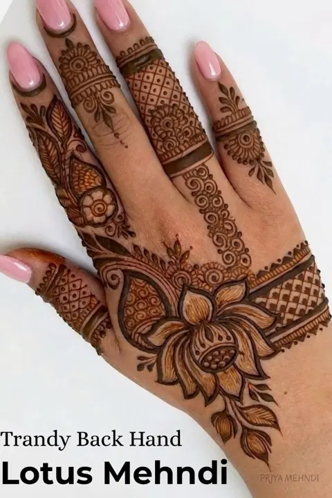 aesthetic bridal figure back hand mehndi design