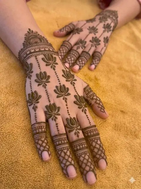 aesthetic bridal jaal back hand mehndi design