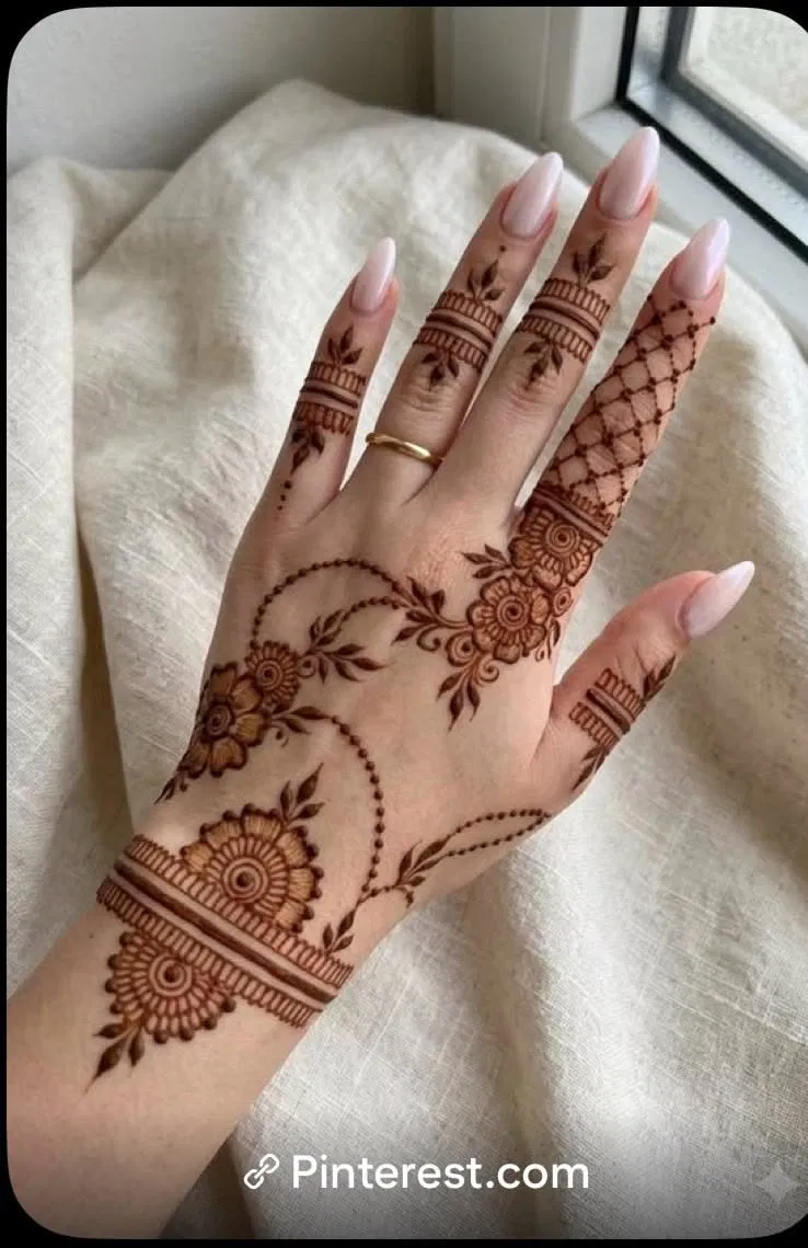 Aesthetic Arabic Back Hand Mehndi Design (40)