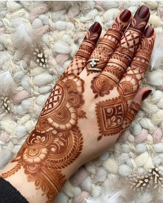 Aesthetic Bridal Back Hand Mehndi Design (6)