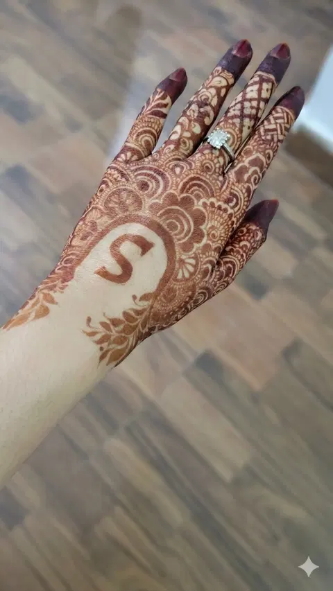 simple stylish back hand mehndi design