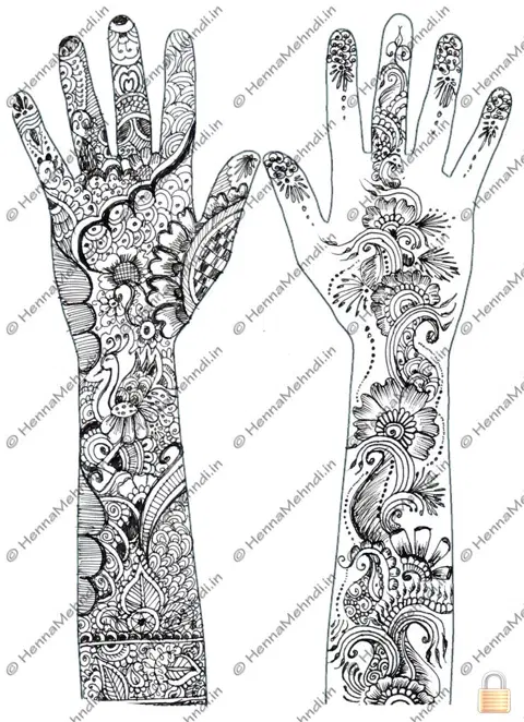bridal flower full hand mehndi design