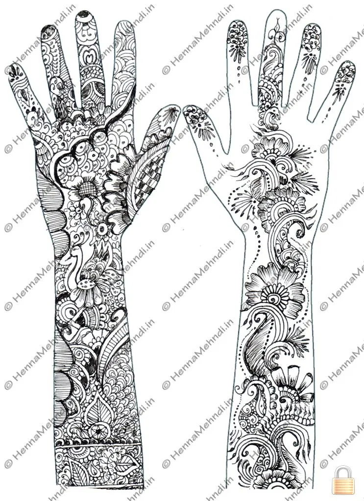 Bridal Full Hand Mehndi Design with Flowers and Moon