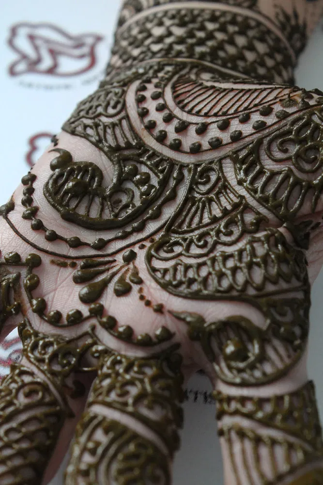 Bridal Indian Front Hand Mehndi Design with Moon and Peacock