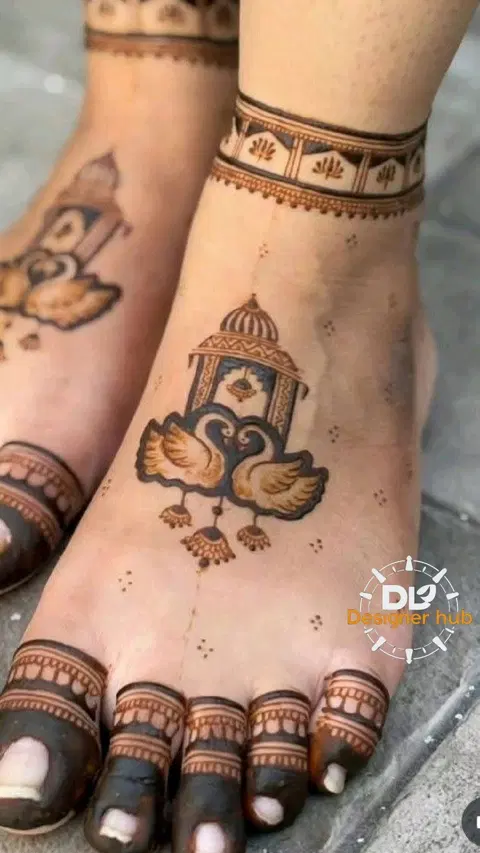 bridal royal figure foot mehndi design